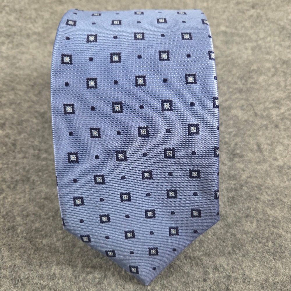 Brooks Brothers Tie Silk‎ Frame Diamond Blue Stain Resistant Woven In England